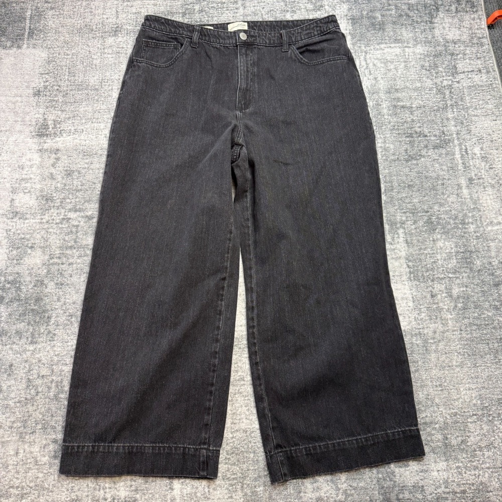 Universal Thread Jeans Womens 17 S Black Wash High Rise Wide‎ Leg Baggy Relaxed